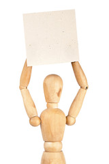 Wooden dummy holding paper