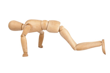 Wooden dummy doing push ups