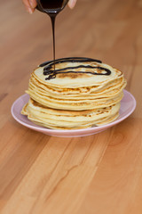 Pancakes with chockolate sipup