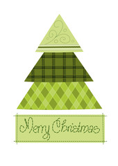 Green pattern christmas tree - vector illustration.