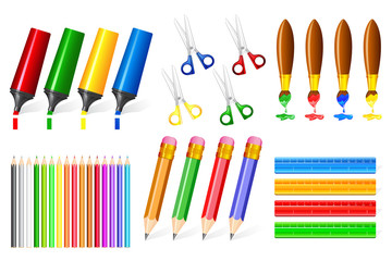 vector illustration of collection of colorful office stationery