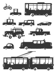 Fototapeta premium Vehicle Silhouettes. Cartoon style.