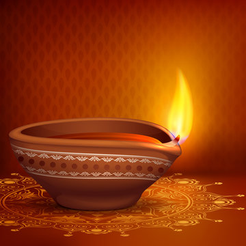 vector illustration of holy diya for Diwali festival