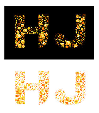 Vector original letters (H and J) of bubbles