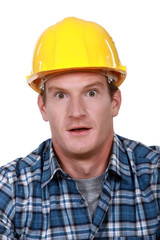 Scared looking builder