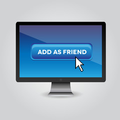 Blue Add as friend button with mouse cursor on pc screen