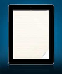  blank lined curl page tablet computer with reflect