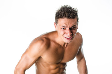 Muscular man angry