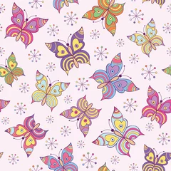 Papier Peint photo Lavable Papillon modèle sans couture avec des papillons colorés