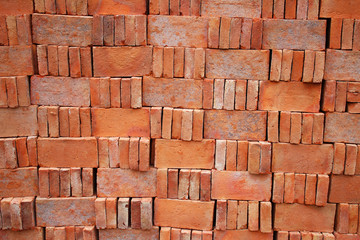 New bricks for temple wall in Ayutthaya, Thailand.