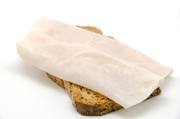Toast bread with turkey ham slice