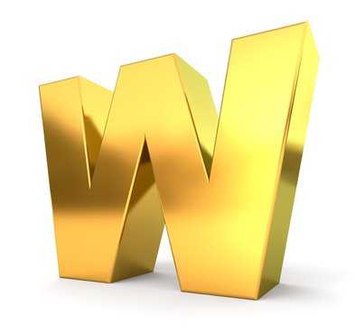 3d golden letter collection - W