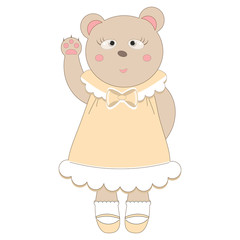 Cute bear girl. Vector illustration