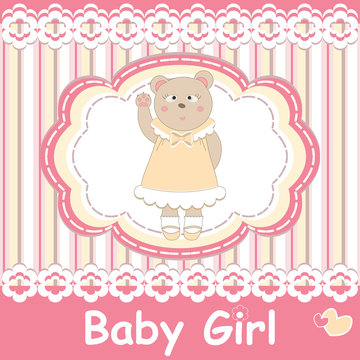 Baby shower invitation with cute bear