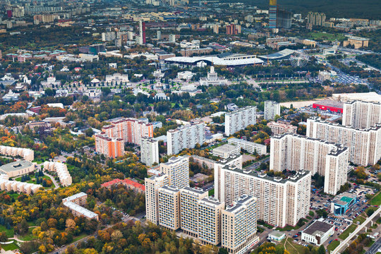 modern urban residential area in autumn day