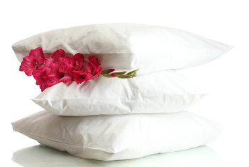 pillows and flower, isolated on white