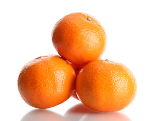 ripe tangerines isolated on white