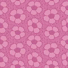 Floral pattern seamless. Flower vector motif on pink background.