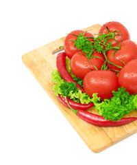 Composition with raw vegetables on kitchen table
