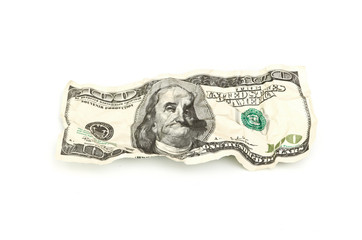 crumpled hundred dollar