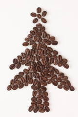 Coffee beans shaped as a christmas tree