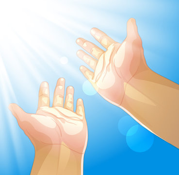 Vector illustration of an outstretched hands