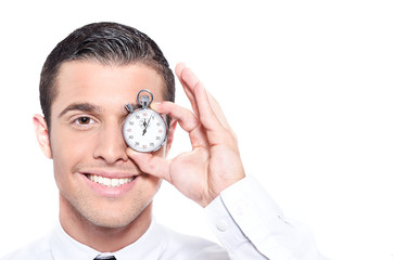 business concept homme avec chronom&egrave;tre