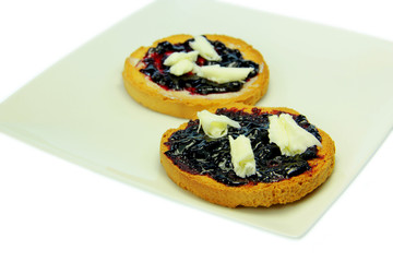 Toast with blueberry jam