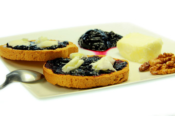 Toast with blueberry jam