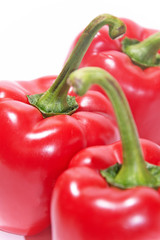 Three red paprikas