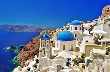 Fototapeten tolles weiß-blaues Santorini © Freesurf