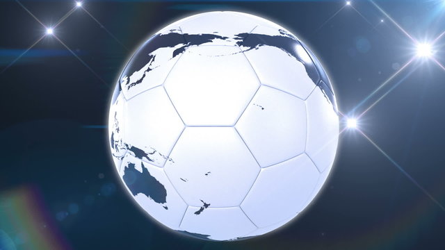 Soccer ball like Earth rotating in flashes. Looped animation.