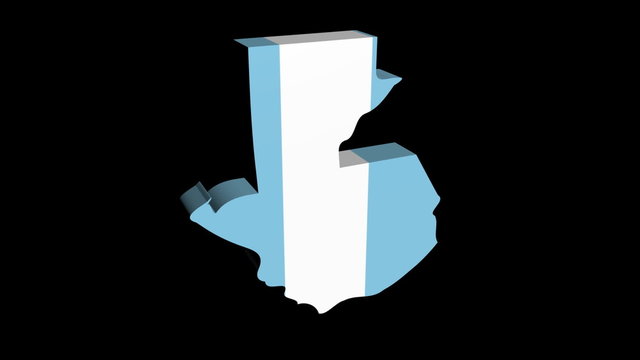 Guatemala map flag rotating on black animation