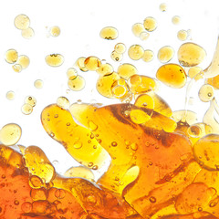 The texture of the bubbles of oil in an abstract form in the wat