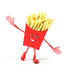3d rendered illustration of a french fries character