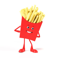 3d rendered illustration of a french fries character