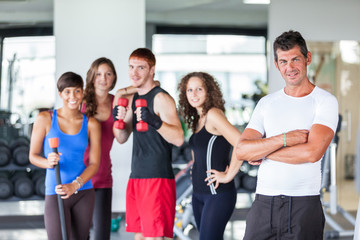 Group of People at Gym with Instructor