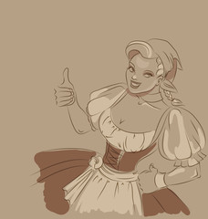 beer girl doodle. toned sketch
