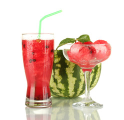 Refreshing desserts of watermelon isolated on white