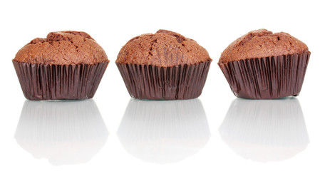 Fresh muffins isolated on white