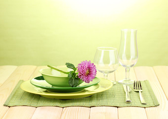 Table setting on bright background close-up