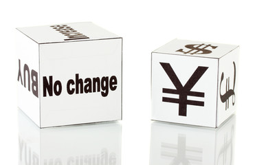 forex. currency in the white dices on white background