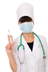 Doctor with a syringe and a mask