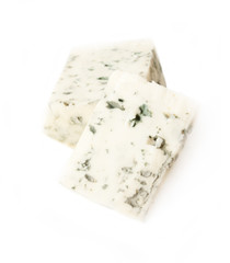 slices dor blue cheese isolated on white background