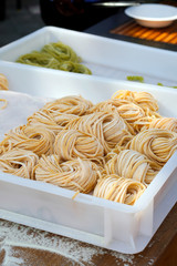 Freshly made raw pasta
