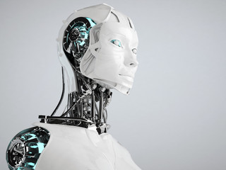 robot  android woman - obrazy, fototapety, plakaty