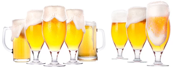 Foto op Canvas isolated  Frosty glass of beer set © boule1301