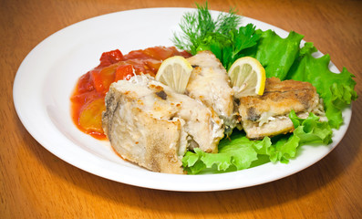 Fried fish with vegetables