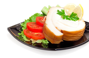 Smoked calamari with vegetables