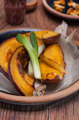 Baked pumpkin pieces